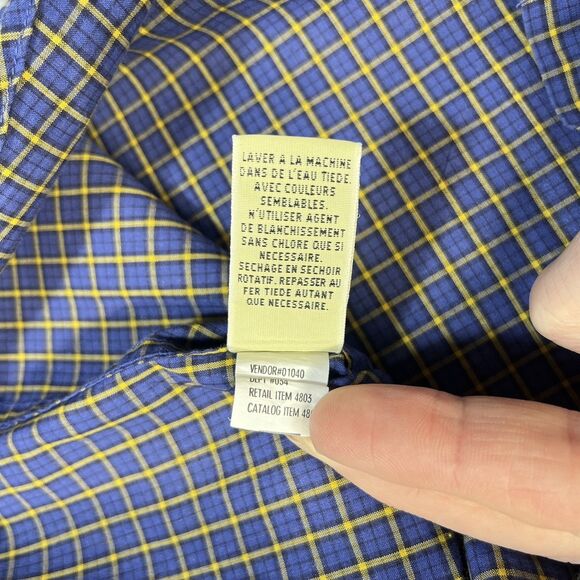 Eddie Bauer Button-Down Shirt Men’s Large Blue Yellow Windowpane Plaid LS - Picture 8 of 13